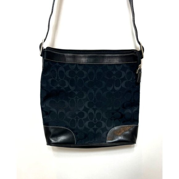 Coach Legacy Slim Duffle Signature Monogram Black Canvas Adjustable Shoulder Bag - Picture 3 of 10